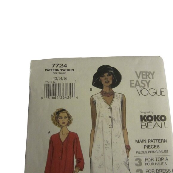 Vogue Women's Vintage Sewing Pattern 7724 Dress Size 12, 14, 16 - Picture 2 of 5